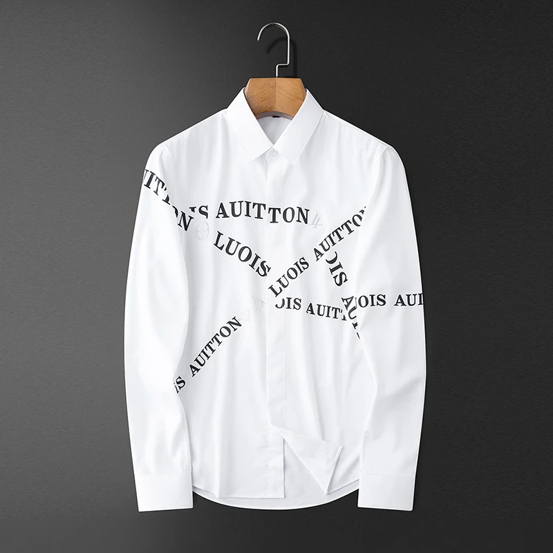 Рубашка мужская черно-белая, с длинным рукавом и надписью
Рубашка мужская черно-белая, с длинным рукавом и надписью