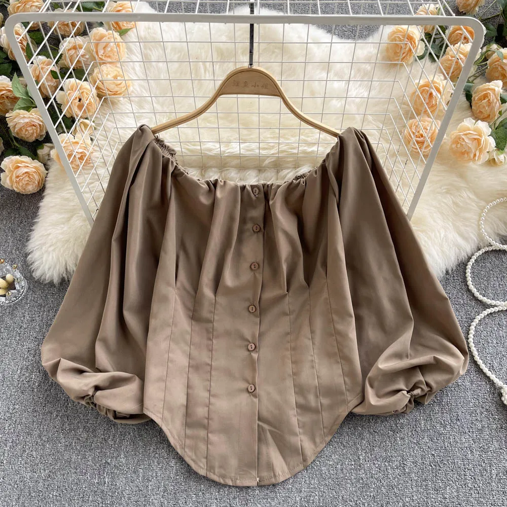 Women 2022 springTemperament, one-way neck, puff sleeves, niche, foreign style, wild, loose, thin French shirt tops female D0480
Women 2022 springTemperament, one-way neck, puff sleeves, niche, foreign style, wild, loose, thin French shirt tops female D0480