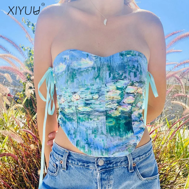 XIYUU Print Sexy Corset Crop Tops Women Tube top Vest Side straps waist Tank Top Female Sleeveless Top Mujer
XIYUU Print Sexy Corset Crop Tops Women Tube top Vest Side straps waist Tank Top Female Sleeveless Top Mujer