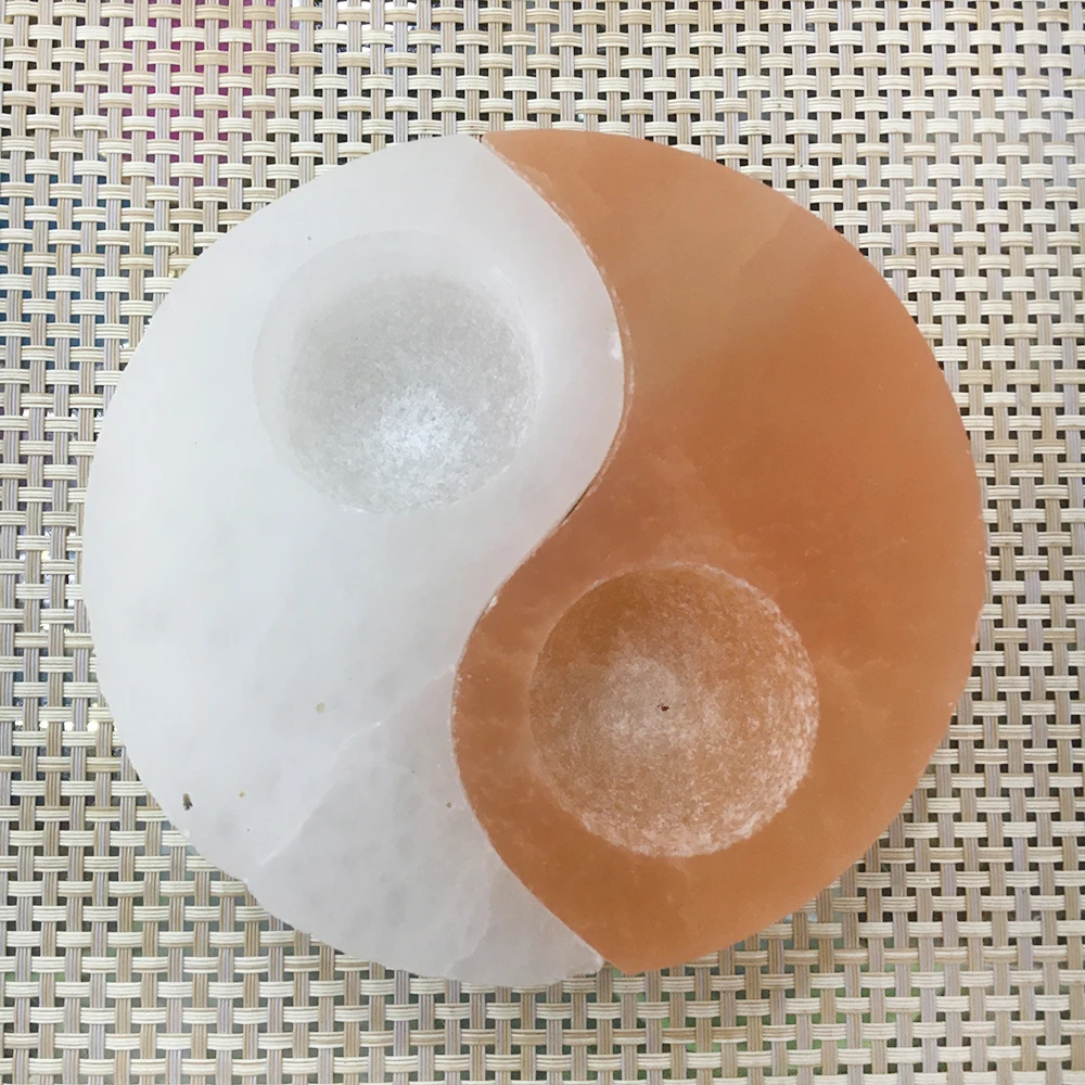 Natural Selenite Lamp Candle Holder Hand Carved White & Orange Selenite Tai Chi Lamp Healing Crystal Stone Crafts Home Decora
Natural Selenite Lamp Candle Holder Hand Carved White & Orange Selenite Tai Chi Lamp Healing Crystal Stone Crafts Home Decora