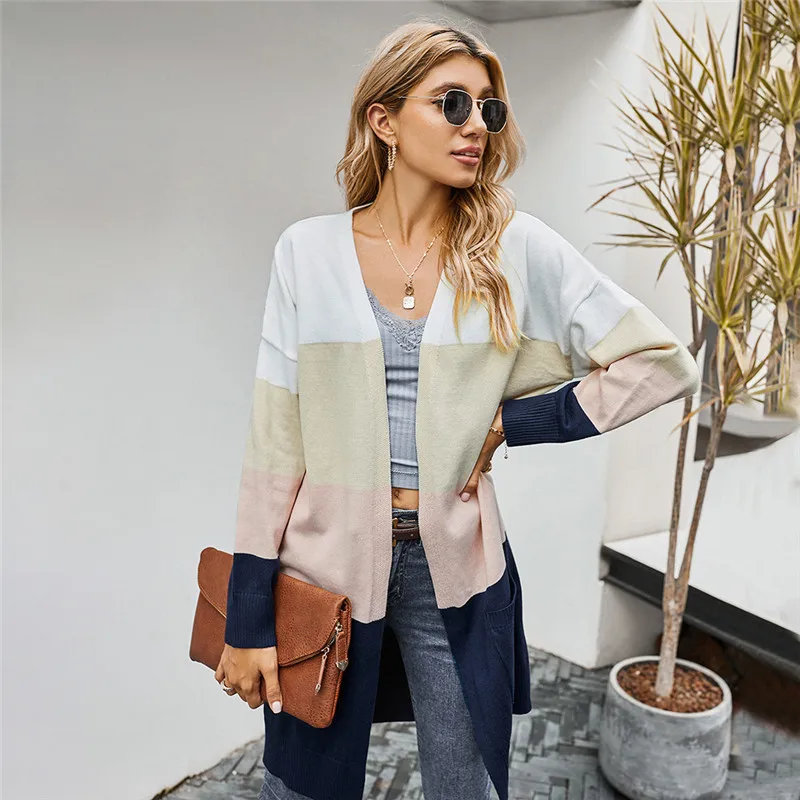 Autumn Winter Long Cardigans Sweater Women Casual Patchwork Color Pockets Knitted Sweater Top For Women 2021 New
Autumn Winter Long Cardigans Sweater Women Casual Patchwork Color Pockets Knitted Sweater Top For Women 2021 New