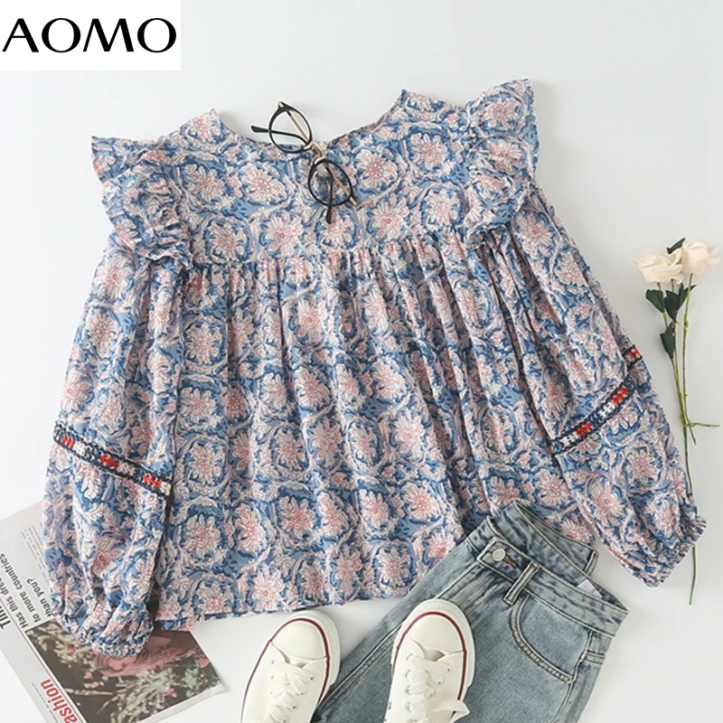AOMO women boho style floral print blouse embroidery chic female casual loose shirt blusas femininas 4T02A
AOMO women boho style floral print blouse embroidery chic female casual loose shirt blusas femininas 4T02A