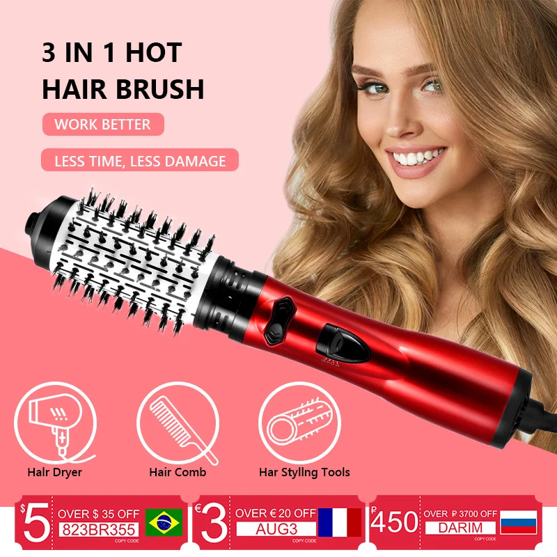 3 in 1 Rotating Electric Hair Straightener Brush Hair Curler Hair Dryer Brush Hot Air Comb Negative Ion Hair Styler Comb 
3 in 1 Rotating Electric Hair Straightener Brush Hair Curler Hair Dryer Brush Hot Air Comb Negative Ion Hair Styler Comb