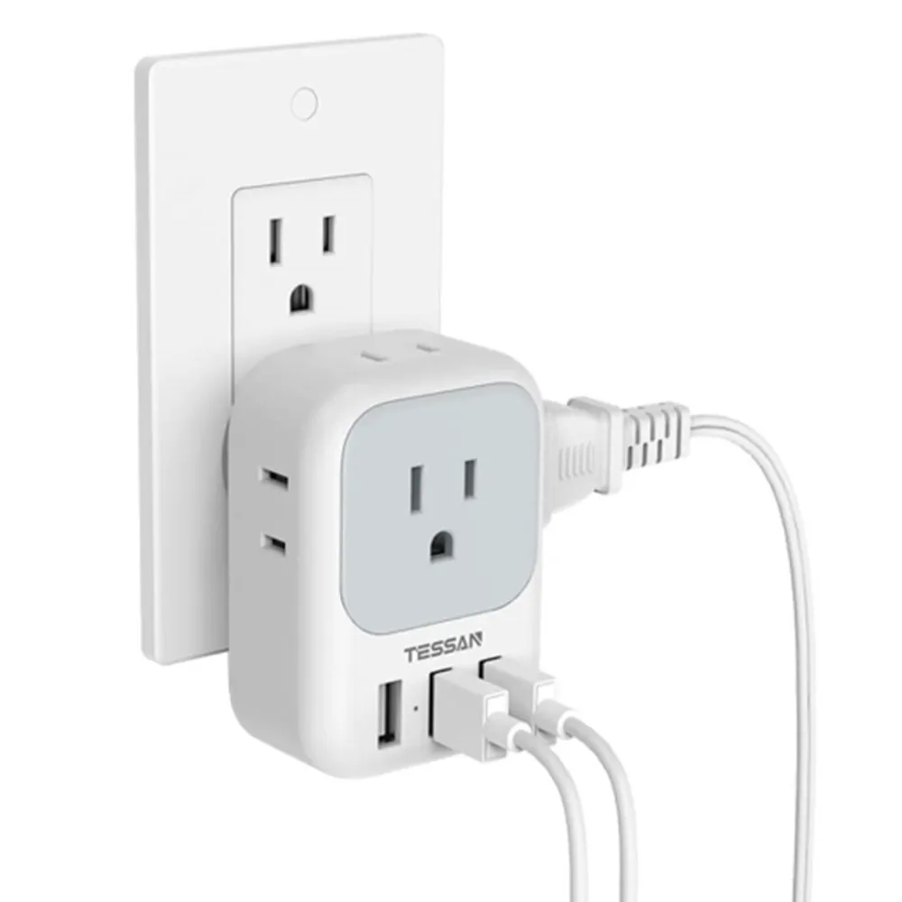 TESSAN Electrical Socket 4 Outlet Box Splitter with 3 USB Wall Charger Multiple Power Outlet Expander for Home Office Travel
TESSAN Electrical Socket 4 Outlet Box Splitter with 3 USB Wall Charger Multiple Power Outlet Expander for Home Office Travel