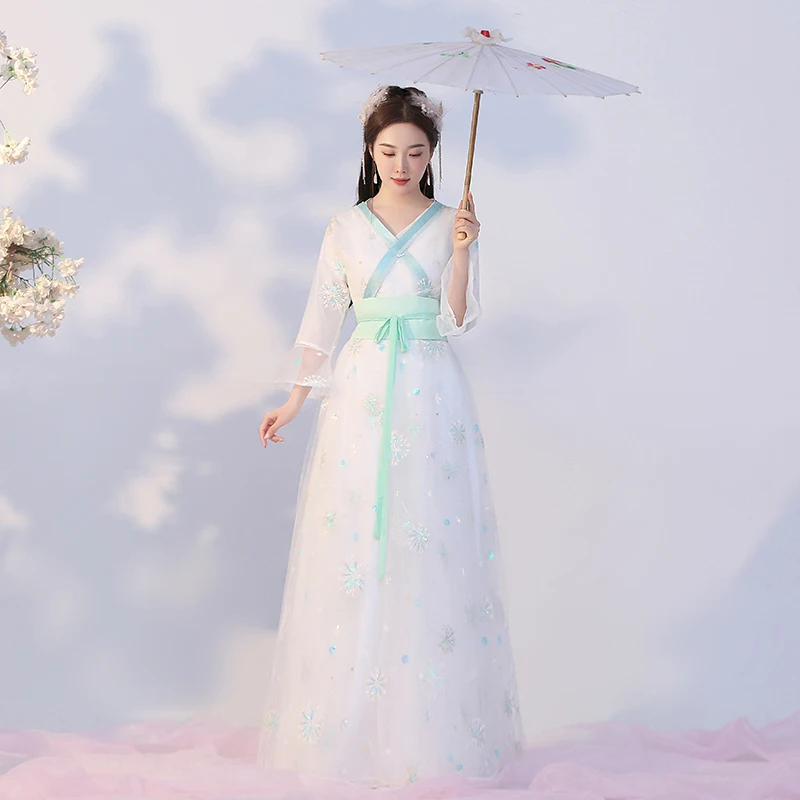 Chinese traditional costume Oriental dress Hanfu women classic romantic white embroidered skirt set Guzheng costume Fairy set
Chinese traditional costume Oriental dress Hanfu women classic romantic white embroidered skirt set Guzheng costume Fairy set