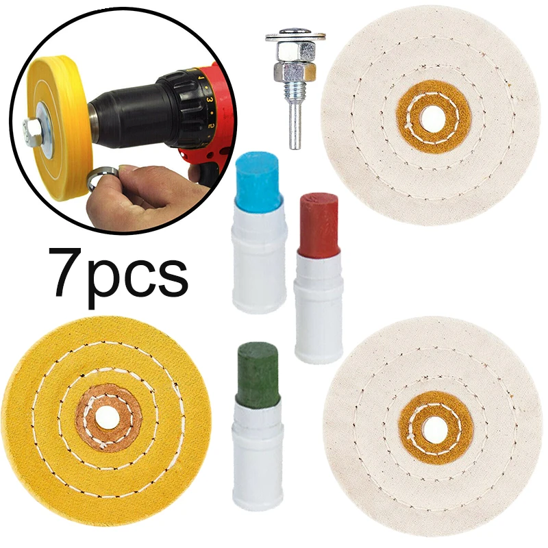 7 PCS Set Metal Cleaning Polishing Buffing Wheel & Compound Polish Kit For Drill Barbecues Garden Tools
7 PCS Set Metal Cleaning Polishing Buffing Wheel & Compound Polish Kit For Drill Barbecues Garden Tools