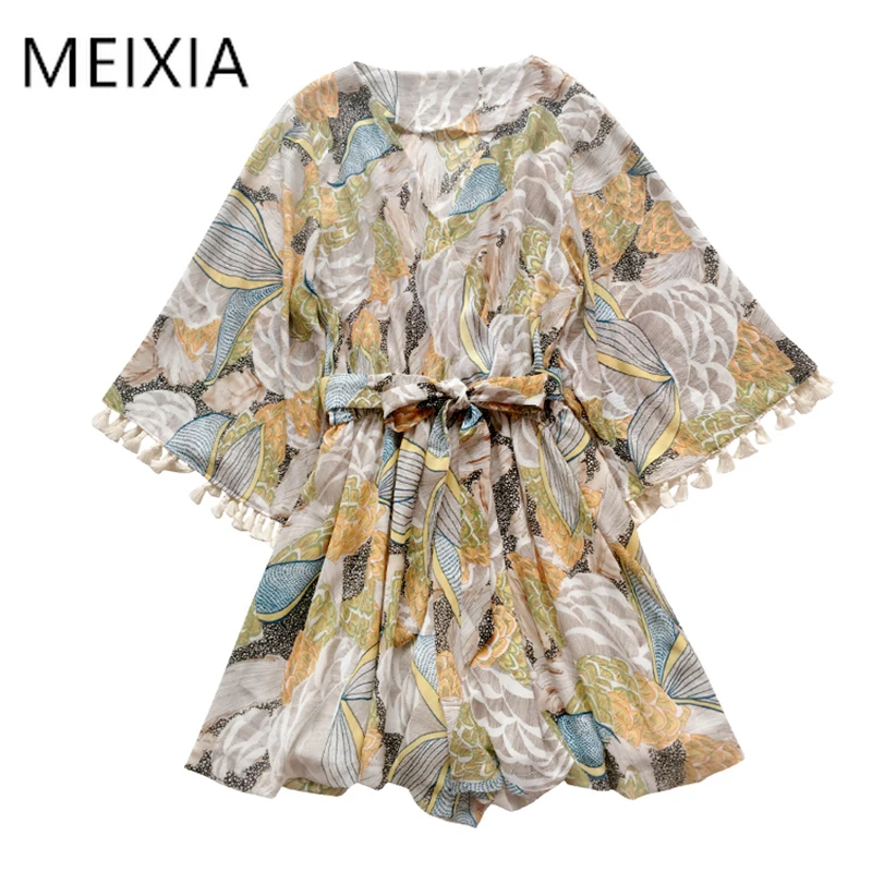 MEIXIA Summer Autumn Casual Jumpsuit Print Women Playsuits V-Neck Flare Sleeve Tassel Belt Above Knee Vacation Style Jumpsuits
MEIXIA Summer Autumn Casual Jumpsuit Print Women Playsuits V-Neck Flare Sleeve Tassel Belt Above Knee Vacation Style Jumpsuits