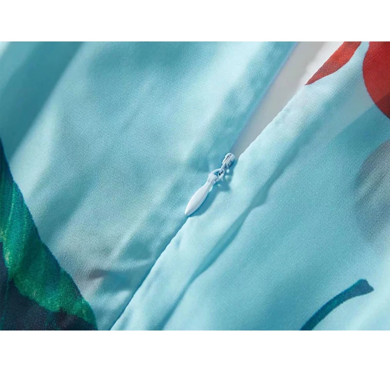 Chiffon Dress 2020 Summer New Fashion Design Short Flare Sleeve Elastic Waist Fruit Printed Blue Long Dress Women
Chiffon Dress 2020 Summer New Fashion Design Short Flare Sleeve Elastic Waist Fruit Printed Blue Long Dress Women