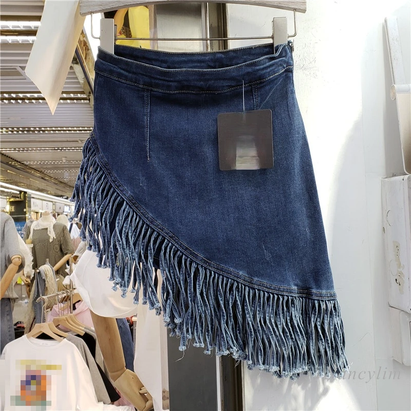 New Tassel Denim Skirt Women's A- Line Irregular Blue Slim Fit Package Hip Jeans Skirts Summer 2021 Nancylim
New Tassel Denim Skirt Women's A- Line Irregular Blue Slim Fit Package Hip Jeans Skirts Summer 2021 Nancylim