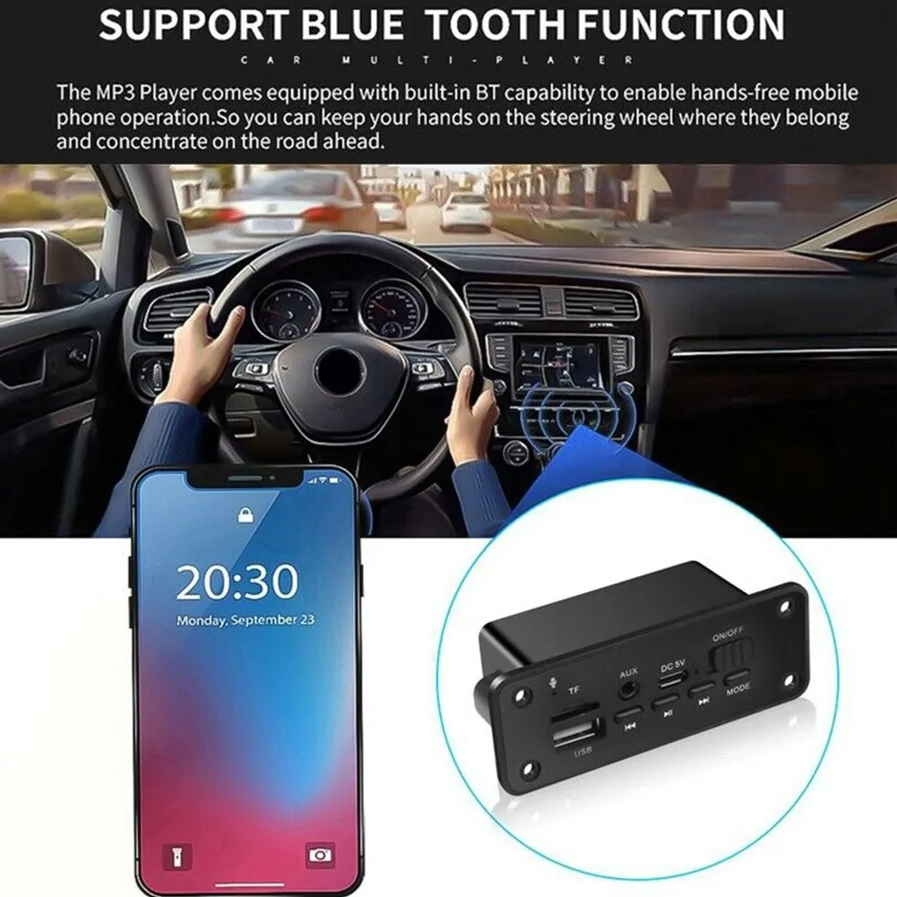 Hand-Free MP3 Player Decoder Board 2 X 3W Amplifier DC 5V MP3 WMA Wireless V6V6 USB Bluetooth 5.0 Car FM Radio Module Support
Hand-Free MP3 Player Decoder Board 2 X 3W Amplifier DC 5V MP3 WMA Wireless V6V6 USB Bluetooth 5.0 Car FM Radio Module Support