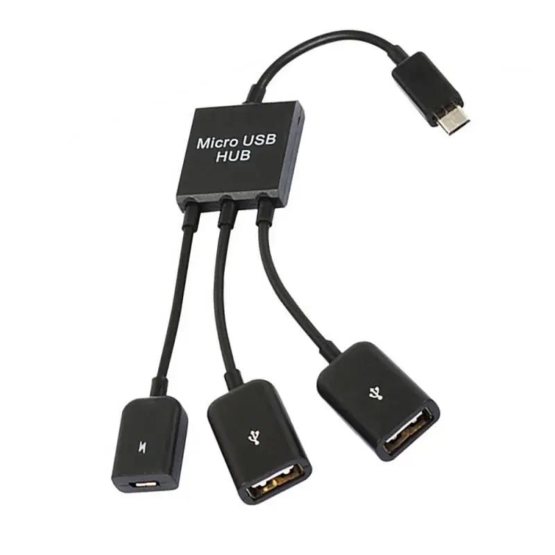 Адаптер микро-USB 3 в 1 с женским на двойной USB-порт USB-кабель микро OTG концентратор