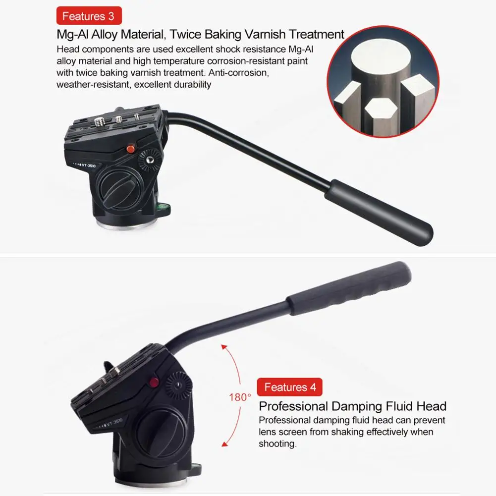 Kingjoy VT-3510 Aluminum Alloy Video Tripod Head 360 Degree Panoramic Camera Stand Fluid Damping Holder
Kingjoy VT-3510 Aluminum Alloy Video Tripod Head 360 Degree Panoramic Camera Stand Fluid Damping Holder