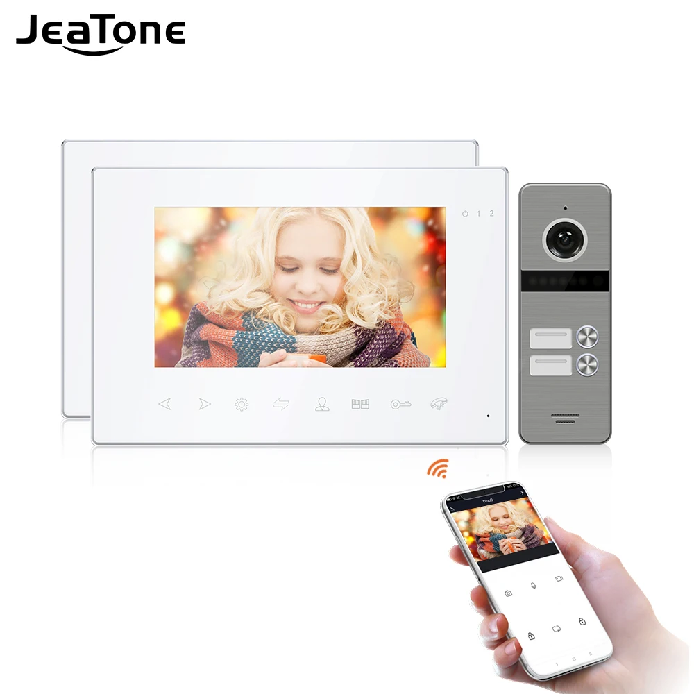 

JeaTone 7"Home Wifi Tuya Monitor Video Door Phone Intercom with Multi-Language+Remote APP Control+Motion Detection+Double Unlock