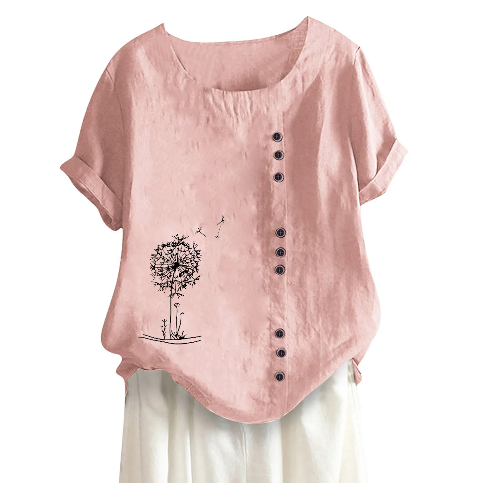 Elegant Summer Tee Shirts Vintage Women's Printed Blouse 2021 Button Cotton Blusa Female Short Sleeve Tunic Plus Size
Elegant Summer Tee Shirts Vintage Women's Printed Blouse 2021 Button Cotton Blusa Female Short Sleeve Tunic Plus Size