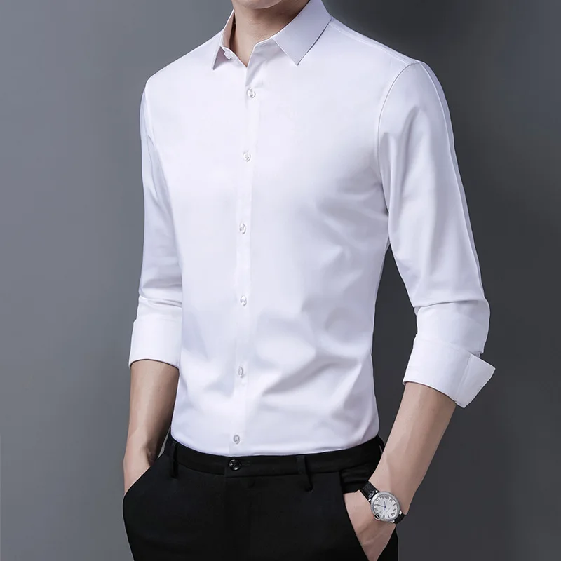 Middle aged Long Sleeve Shirt Men's non iron casual men's shirt pure color bamboo fiber new men's wear in spring and Autumn
Middle aged Long Sleeve Shirt Men's non iron casual men's shirt pure color bamboo fiber new men's wear in spring and Autumn