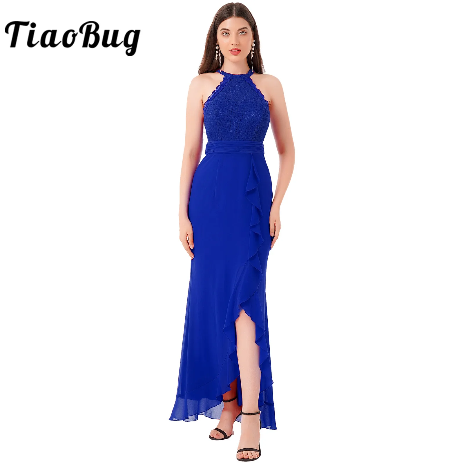 Cascading Ruffle Party Dresses for Women Lady Halter Lace Side Slit Chiffon Bridesmaid Dresses Vestido De Fiesta Wedding Costume
Cascading Ruffle Party Dresses for Women Lady Halter Lace Side Slit Chiffon Bridesmaid Dresses Vestido De Fiesta Wedding Costume