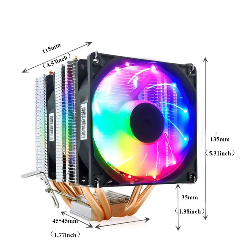 Luminous Mute CPU Cooler 4 Heat Pipe 3PIN 12V For Intel LGA 1150 1151 1155 Core I3 I5 I7 AMD FM1 FM2 AM4 AM3 Ryzen Full Range | Компьютеры