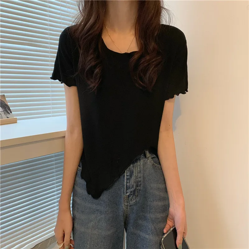 Summer New Womens T Shirt Asymmetrical Solid Edible Tree Fungus Tops Female Short Sleeve O Neck Slim Thin Casual Tees T-Shirt
Summer New Womens T Shirt Asymmetrical Solid Edible Tree Fungus Tops Female Short Sleeve O Neck Slim Thin Casual Tees T-Shirt