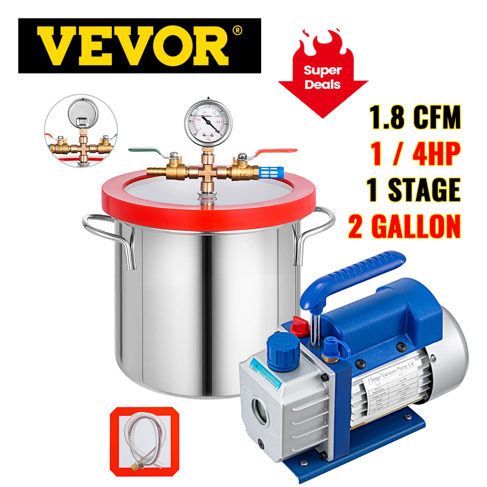 VEVOR 1.8CFM 1/4HP вакуумный насос для охлаждения с премиум 9L вакуумной камерой комплект для бытового кондиционера хладагента
VEVOR 1.8CFM 1/4HP вакуумный насос для охлаждения с премиум 9L вакуумной камерой комплект для бытового кондиционера хладагента