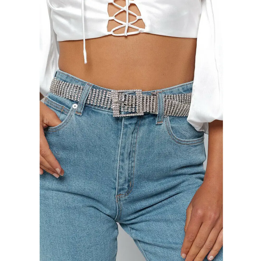 NEW Fashion Women Bling Crystal Diamond Waist Belt Wide Chain Full Rhinestone Waistband | Аксессуары для одежды