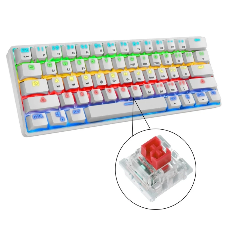 Dual-Mode K28 Keyboard Wireless Bluetooth 61-key Dual-mode RGB Backlit Waterproof Mechanical Gaming Keyboard Portable
Dual-Mode K28 Keyboard Wireless Bluetooth 61-key Dual-mode RGB Backlit Waterproof Mechanical Gaming Keyboard Portable