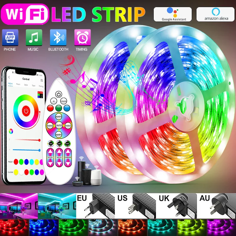 Светодиодная лента Rgb 5050 с поддержкой Bluetooth, контроллер Wi-Fi, гибкая водонепроницаемая лента для подсветки телевизора, светодиодные лампы для...
Светодиодная лента Rgb 5050 с поддержкой Bluetooth, контроллер Wi-Fi, гибкая водонепроницаемая лента для подсветки телевизора, светодиодные лампы для...