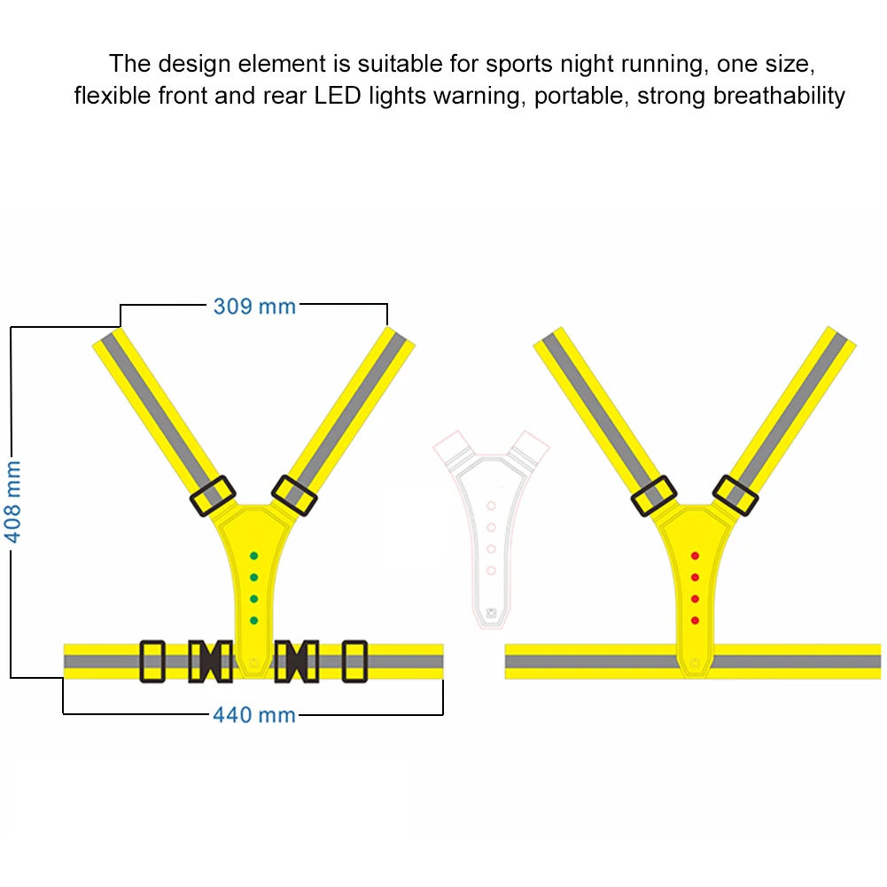Cycling LED Signal Vest 360 Degree Visible Reflective Vest Elastic Adjustable Night Running Safety Lighting Warning Vest Belt
Cycling LED Signal Vest 360 Degree Visible Reflective Vest Elastic Adjustable Night Running Safety Lighting Warning Vest Belt