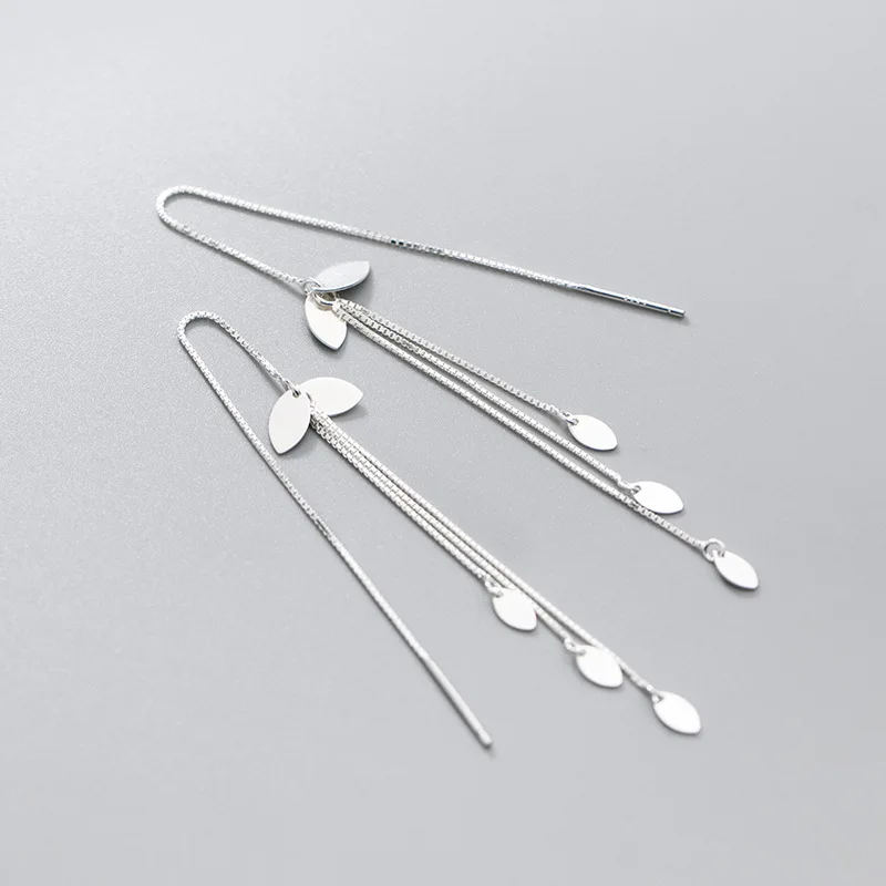 Real. 925 Sterling Silver jewelry Oval Leaf Piercing Long Earrings Tassel Chain Pull Through Piercing C-G7411
Real. 925 Sterling Silver jewelry Oval Leaf Piercing Long Earrings Tassel Chain Pull Through Piercing C-G7411