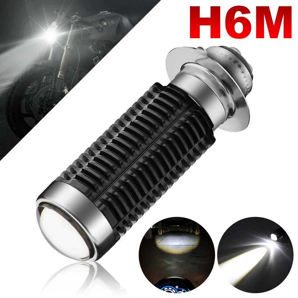 

P15D H6M LED Motorcycle Headlight Bulb With Lens 5600LM Hi/Lo Beam Spotlight for Yamaha ATVS YFM350 400 450 660 700 Raptor.（1-Pa