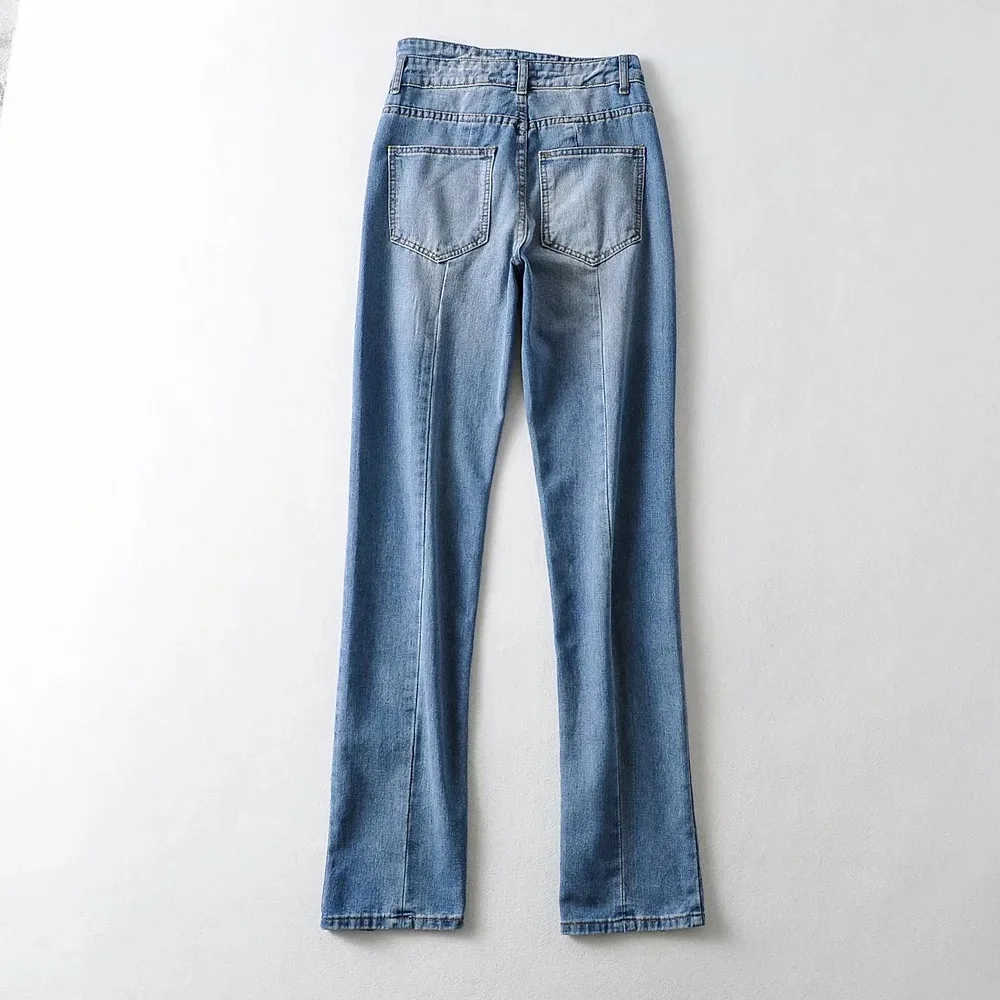 High Waist Jeans for Women Spring 2021 New Front Slit Slightly Flared Wide Leg Split Straight Mopping Pants 
High Waist Jeans for Women Spring 2021 New Front Slit Slightly Flared Wide Leg Split Straight Mopping Pants