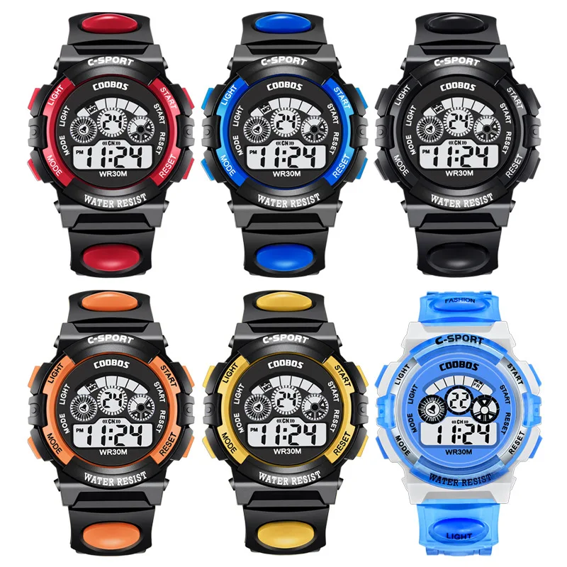 10pcs/lot Multifunctional Students Kids Boys Girls Colorful Electronic Digital Watch Fashion Mens 3 Eyes Sport Gift Clock - купить по