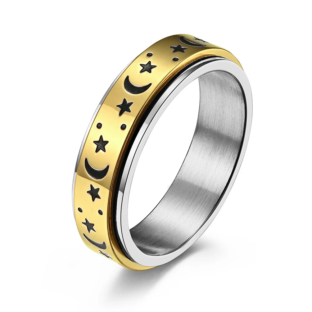 Vintage Stainless Steel Moon Star Spinner Stress Release Ring for Women Men Rotatable Fidget Wide Band Ring Hiphop Biker Jewelry
Vintage Stainless Steel Moon Star Spinner Stress Release Ring for Women Men Rotatable Fidget Wide Band Ring Hiphop Biker Jewelry