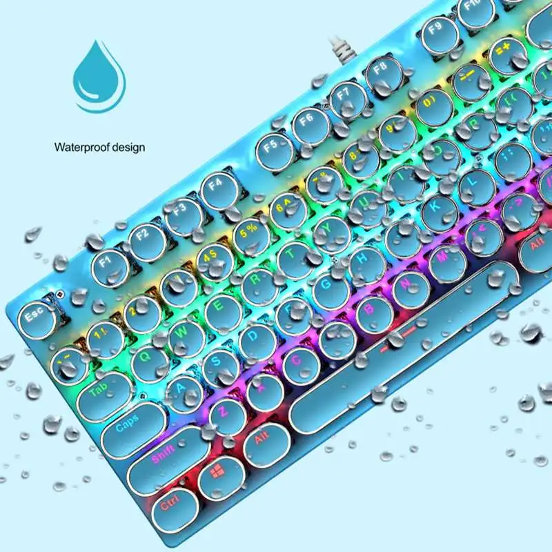 

Клавиатура K550 Механическая Проводная с круглыми клавишами, игровая клавиатура в стиле панк/USB, механическая с RGB-подсветкой, голубой переклю...