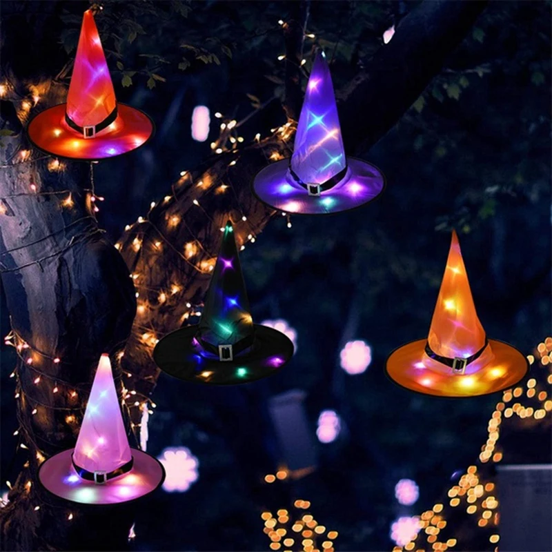 6Pcs Fashion Halloween Witch Hat Led Light Up Glowing in Dark Witches Hat Hanging Halloween Decor Glow Party Supplies
6Pcs Fashion Halloween Witch Hat Led Light Up Glowing in Dark Witches Hat Hanging Halloween Decor Glow Party Supplies