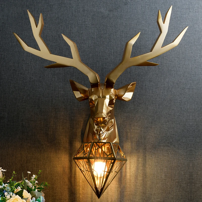 Настенный светильник в скандинавском стиле с рогами домашний декор настенный