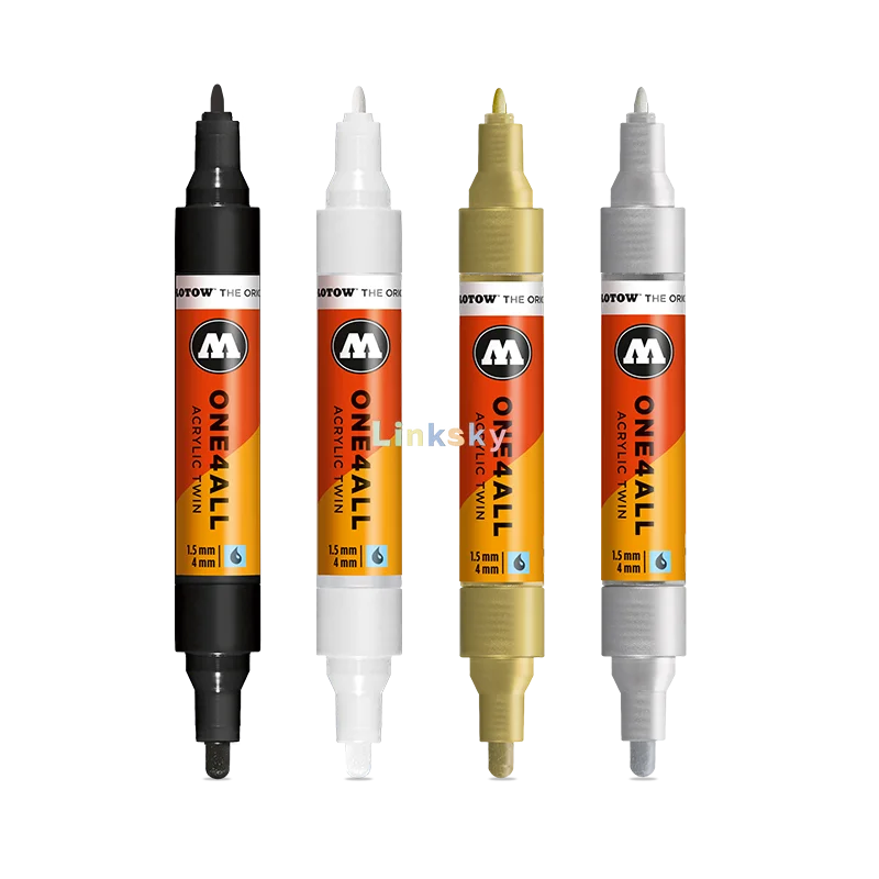 Molotow ONE4ALL акриловый двухнасосный маркер 1 5 мм и 4 перья гибридная краска на