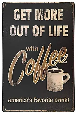 Bernice ERLOOD Get More Out of Life with Coffee - Decor Retro Vintage Wall Tin Sign 12 X 8
Bernice ERLOOD Get More Out of Life with Coffee - Decor Retro Vintage Wall Tin Sign 12 X 8