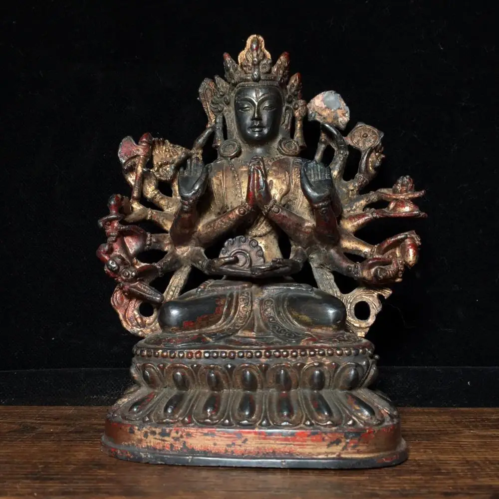 7"Tibet Buddhism Temple Old Bronze Cinnabars Gilt Zhunti Buddha Statue Quasi-Kuanyin Bodhisattva Statue Enshrine the Buddha
7"Tibet Buddhism Temple Old Bronze Cinnabars Gilt Zhunti Buddha Statue Quasi-Kuanyin Bodhisattva Statue Enshrine the Buddha