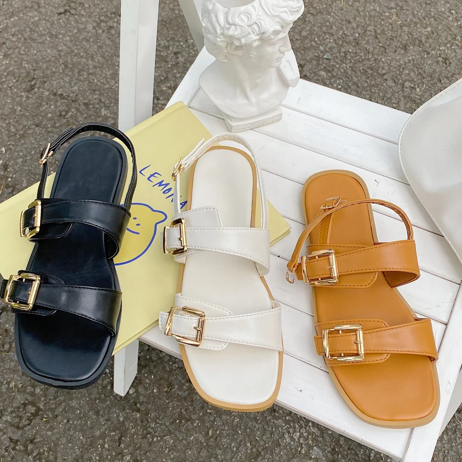Women Metal Buckle Sandals 2021 Summer Female Fashion Flat Sandal Casual White Black Leather Shoes Ankle Strap Women Shoe
Women Metal Buckle Sandals 2021 Summer Female Fashion Flat Sandal Casual White Black Leather Shoes Ankle Strap Women Shoe