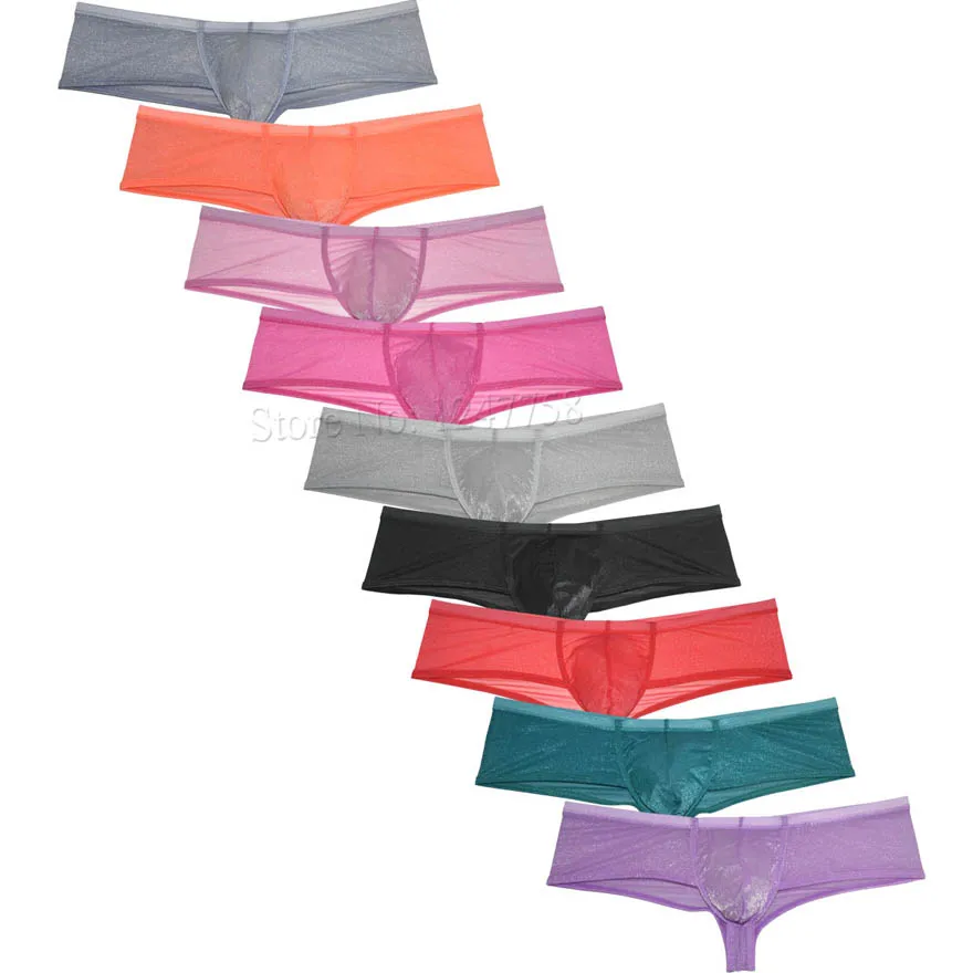 

Men's Underwear Shiny & Soft Brazilain Bikini Organdy Cheeky Boxers Thong Bokserki Mini Panties