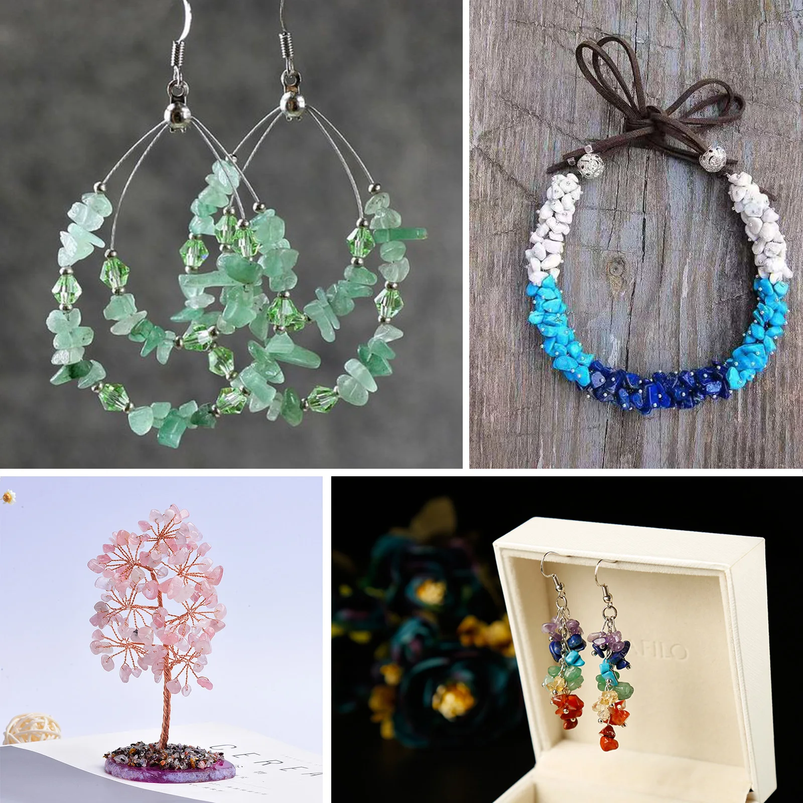 Natural Gemstone Crystal Chip Beads with Spacer Stone Bicone Beads Kit for DIY Necklace Bracelet Earring Jewelry Making Supplies
Natural Gemstone Crystal Chip Beads with Spacer Stone Bicone Beads Kit for DIY Necklace Bracelet Earring Jewelry Making Supplies