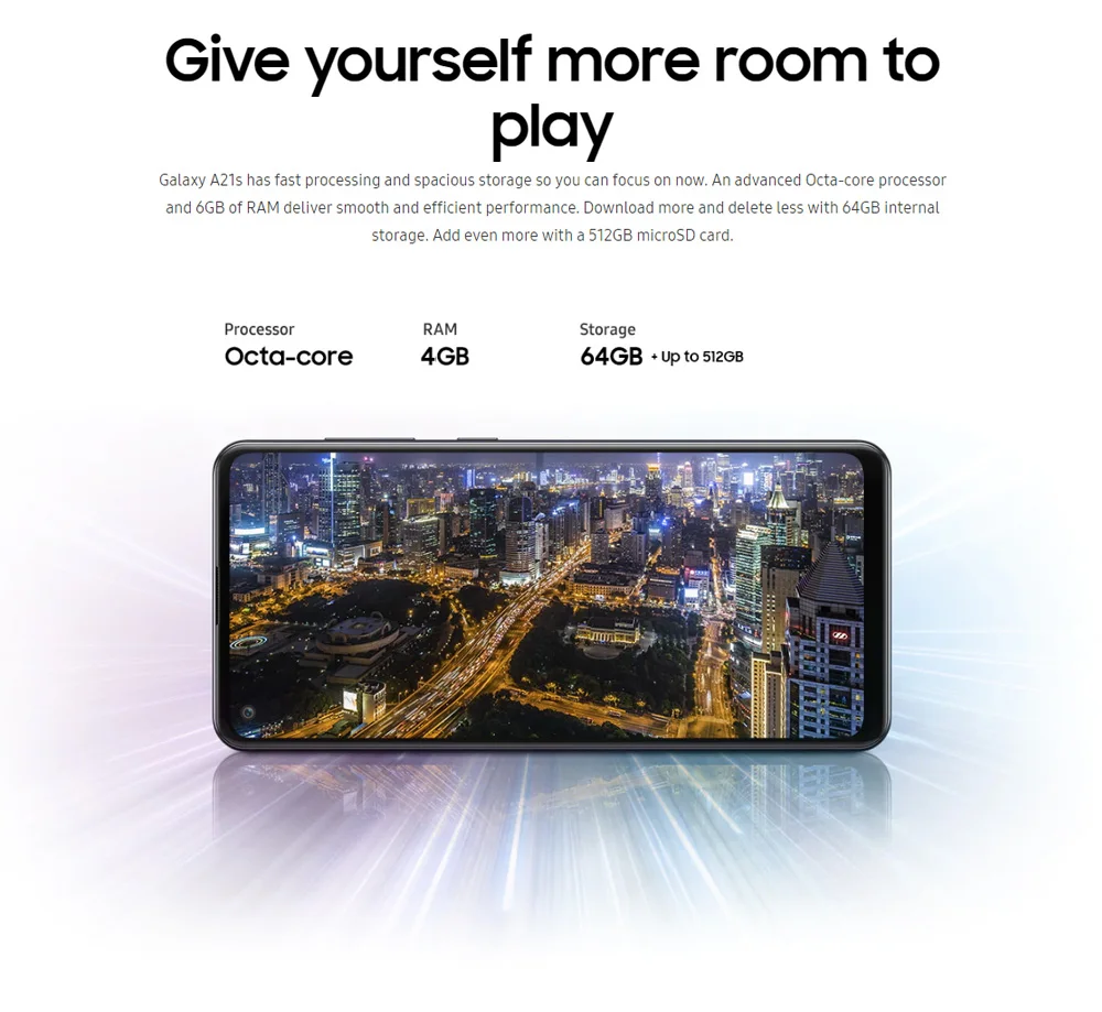Global Samsung Galaxy A21s A217F/DS 4GB 64GB Mobile Phone 5000mAh Octa core 6.5" Quad Camera 48MP Dual SIM 4G Android Smartphone
Global Samsung Galaxy A21s A217F/DS 4GB 64GB Mobile Phone 5000mAh Octa core 6.5" Quad Camera 48MP Dual SIM 4G Android Smartphone