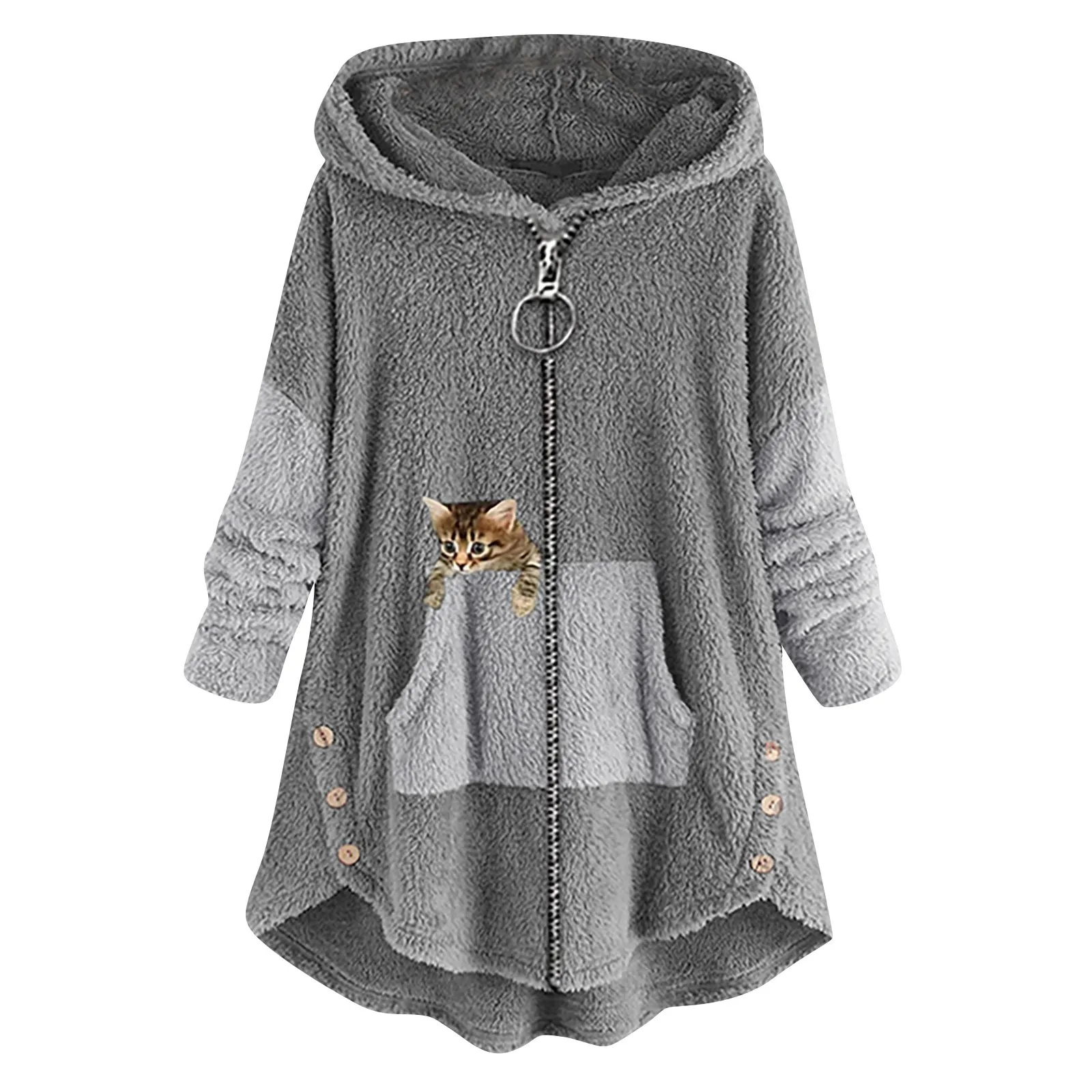 Women's Long Sleeve Coat With Pockets Zipper Fly Hooded Jackets Cute Cat Printed Jackets For Women Thick Warm Coat chaquetas 
Women's Long Sleeve Coat With Pockets Zipper Fly Hooded Jackets Cute Cat Printed Jackets For Women Thick Warm Coat chaquetas