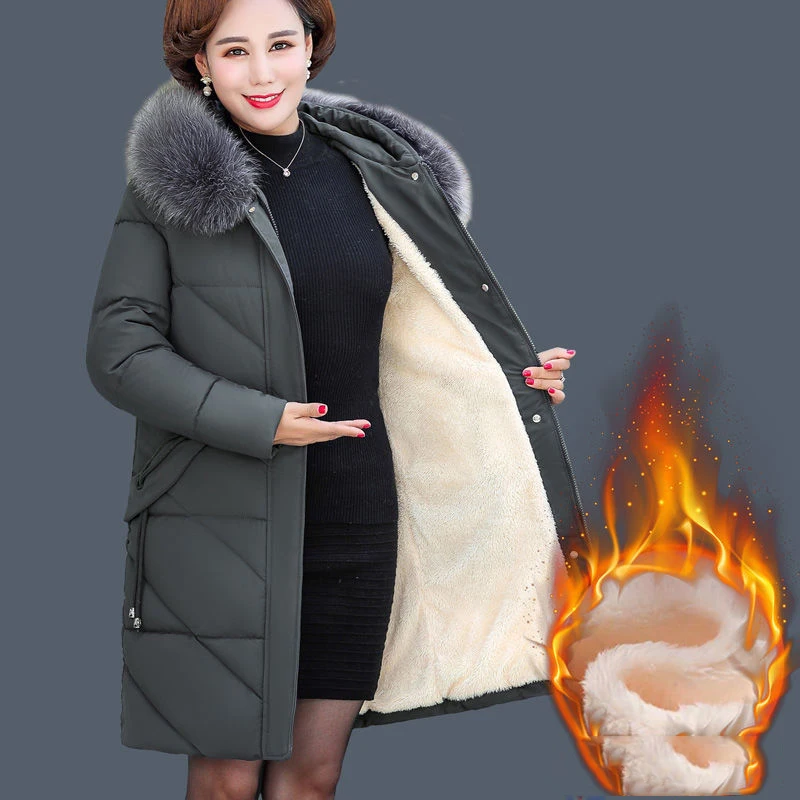 

Plus Size Women Down Cotton Jacket Winter Coat Women's Warm Cotton Jackets Hooded Fur Collar Parka Overcoat 5XL Abrigo Mujer