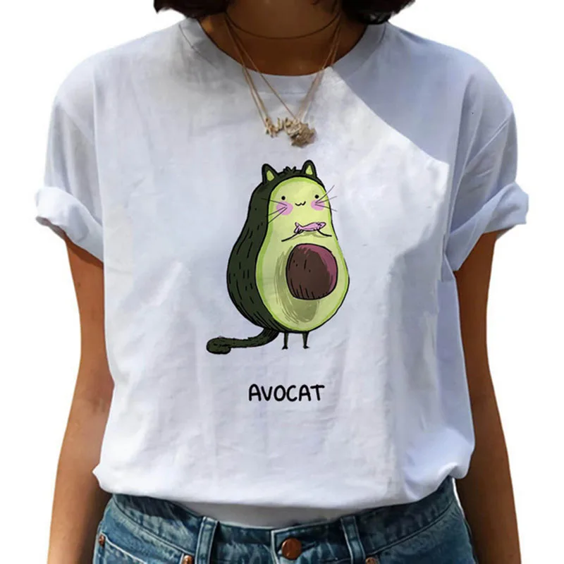 Авокадо Kawaii Harajuku футболки с коротким рукавом для женщин Ullzang забавная мультяшная