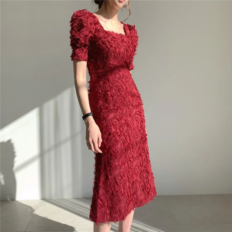 Women Dress Vintage Square Collar Tassel Elegant Short Sleeve Backless Female Mermaid Side Split Skinny Dress
Women Dress Vintage Square Collar Tassel Elegant Short Sleeve Backless Female Mermaid Side Split Skinny Dress
