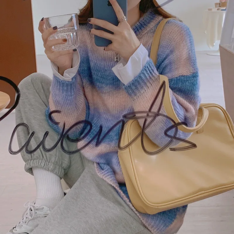 Sweet Rainbow Sweater Women Autumn Winter Knitted Pullover Sweater Female Casual Striped Oversize Chic Korean Sweater Women 2020
Sweet Rainbow Sweater Women Autumn Winter Knitted Pullover Sweater Female Casual Striped Oversize Chic Korean Sweater Women 2020