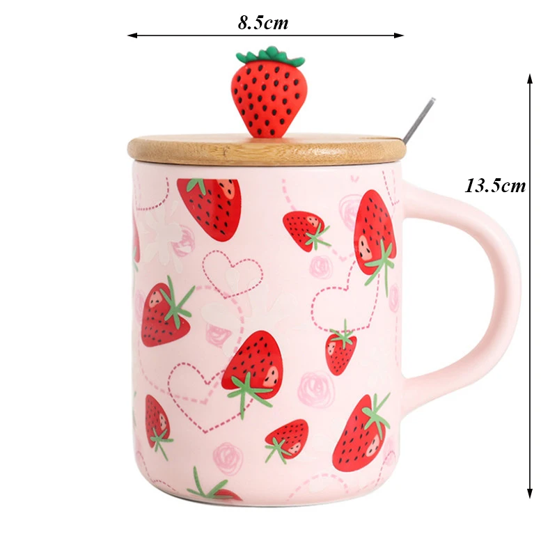 Ceramic Strawberry Cute Coffee Mugs with Lid and Spoon Couple Tea Cup Girl's Heart Net Red Creative Milk Mug Household Water Cup
Ceramic Strawberry Cute Coffee Mugs with Lid and Spoon Couple Tea Cup Girl's Heart Net Red Creative Milk Mug Household Water Cup
