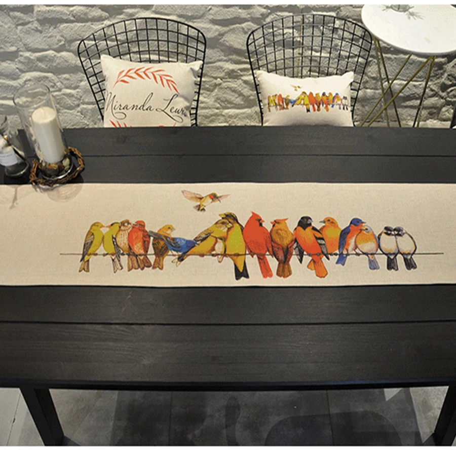 American Pastoral Kitchen Table Runner Birds Print Design Cotton and Linen Shoe Cabinet Cloth Cover Towel Long Bed Flag Towel #6 
American Pastoral Kitchen Table Runner Birds Print Design Cotton and Linen Shoe Cabinet Cloth Cover Towel Long Bed Flag Towel #6