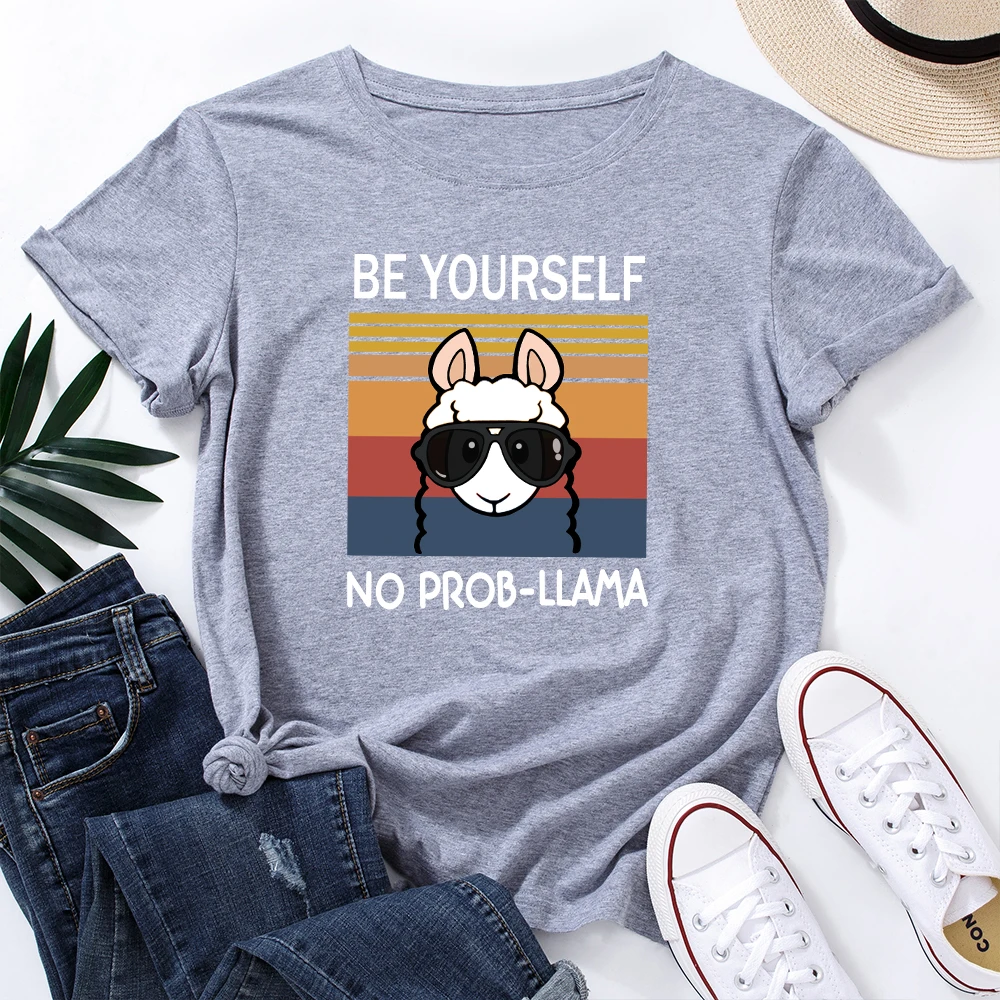 Be Yourself No Prob Llama T-Shirt Funny Shirts for Women Female Graphic Tee Short Sleeve Summer Shirts Tops Animal Lover Gift
Be Yourself No Prob Llama T-Shirt Funny Shirts for Women Female Graphic Tee Short Sleeve Summer Shirts Tops Animal Lover Gift